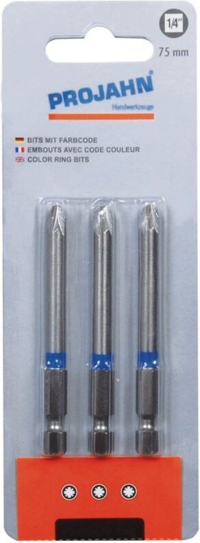 Thumbnail - Projahn 1/4 markierter Bit Pozidriv Nr. 3 3er Pack L75 mm