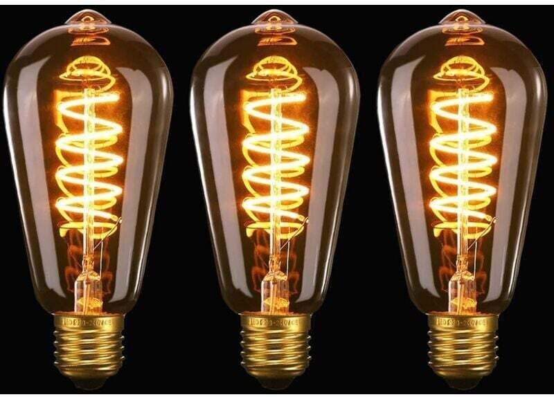 Rabatt, 3er-Pack dimmbare Vintage-Edison-LED-Lampen, 3 w, flexible Spiral-LED-Glühfaden-E27-Schraube, LED-Glühfaden-Glüh...