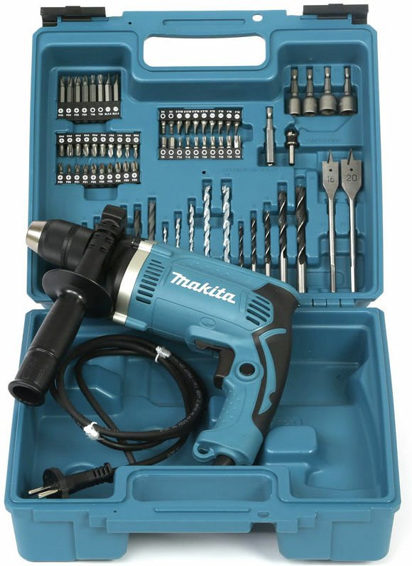 Schlagbohrmaschine HP1631KX3 - Inklusive 74-tlg. Zubehörset - Verde - Makita