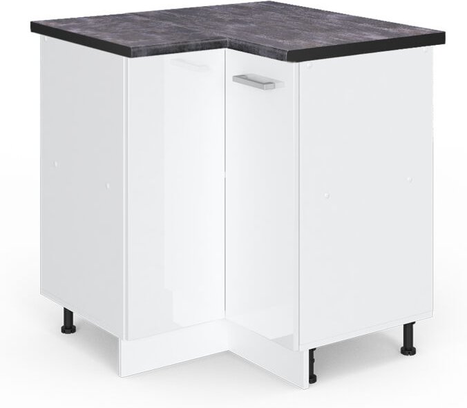 Vicco - Eckunterschrank R-Line, Weiß Hochglanz, 75.6 cm, ap Anthrazit