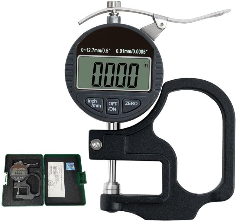 0,5 Zoll/12,7 mm digitales Dickenmessgerät, 0,0005 Zoll/0,01 mm Dickenmessgerät, kompatibel mit Dickenmessgeräten für Pa...