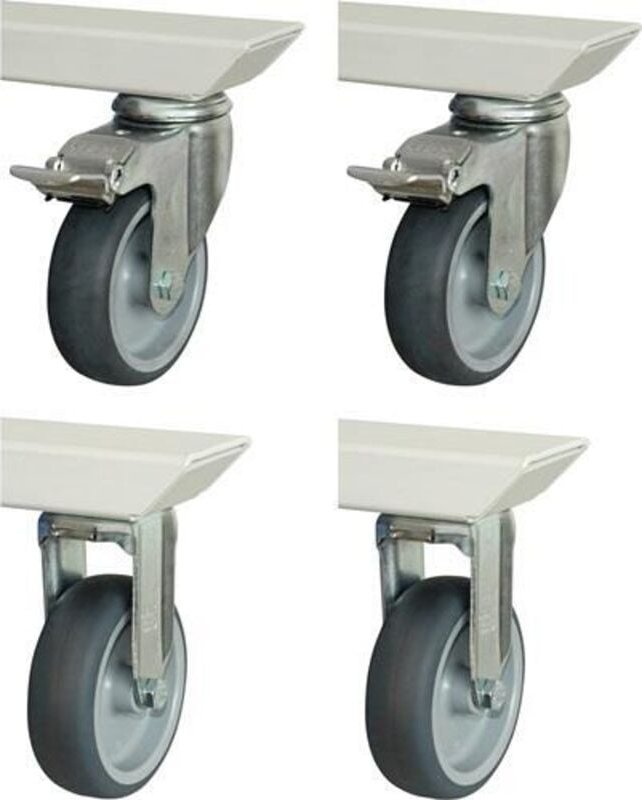 RAU - Rollensatz für Arbeitstisch Tom gt, 2 Bock- und 2 Lenkrollen