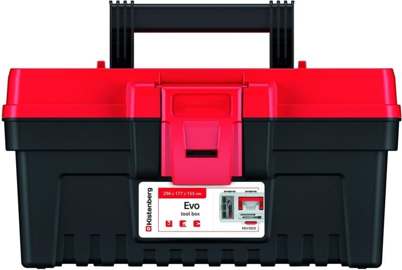 Werkzeugkiste Werkzeugkoffer Kasten mit Organizer im Deckel & Trage, Version: KEV3020, 269 x 177 x 155 - Kistenberg