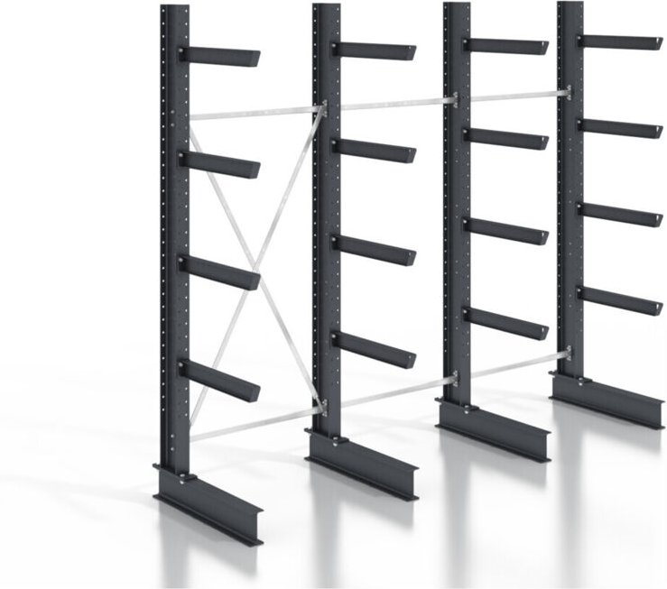 Kragarmregal schraubbar einseitig 3 Felder mit 4 Ebenen 3840x3550x800mm - Stier