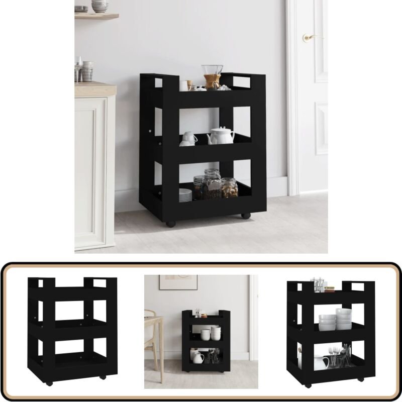 Küchenwagen Schwarz 60x45x80 cm Holzwerkstoff - Küchenwagen - Kücheninsel - Küchenregale - Holzwerkstoff Möbel - Schwarz...