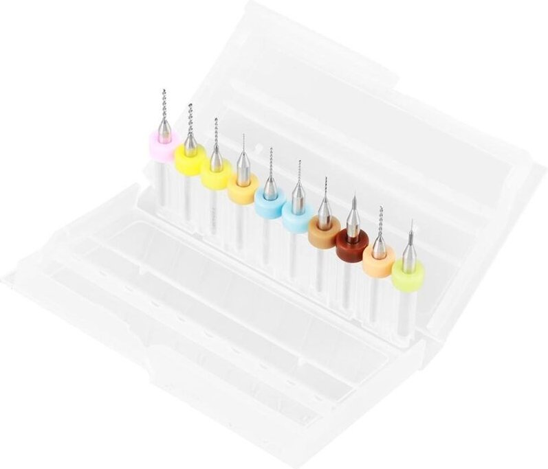 Thumbnail - Zoternen - 10 Stück Micro Bohrer Set Micro Drill Bits 0,1–1,0 mm pcb Druckplatine Hartmetall Gravierbohrer Bits Set