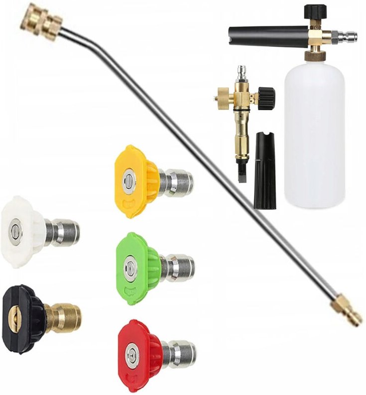 Rosfix Set mit 5 Schnellanschlussdüsen für Hochdruckreiniger (0°, 15°, 25°, 40°, 60°) + Lanze für Hochdruckreiniger 1/4"...
