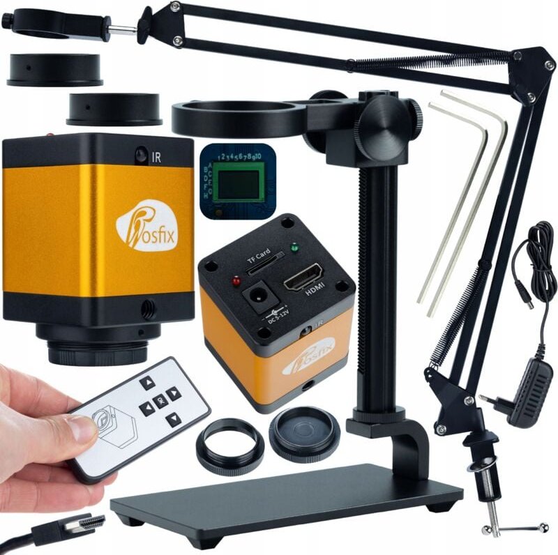 Rosfix Verstellbarer Ausleger für Digitalmikroskop ODM-180X 50 mm + Aluminiumplattform 35 mm + PEGASUS Pro-Kamera KMPP-H...
