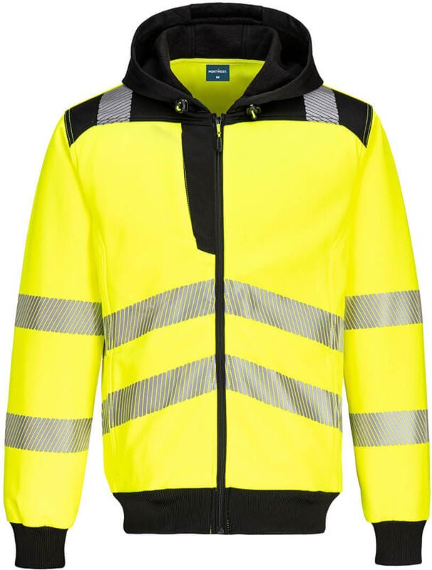 Hoodie mit Reißverschluss Hochsichtbarkeit PW3 Gelb/Schwarz 3XL