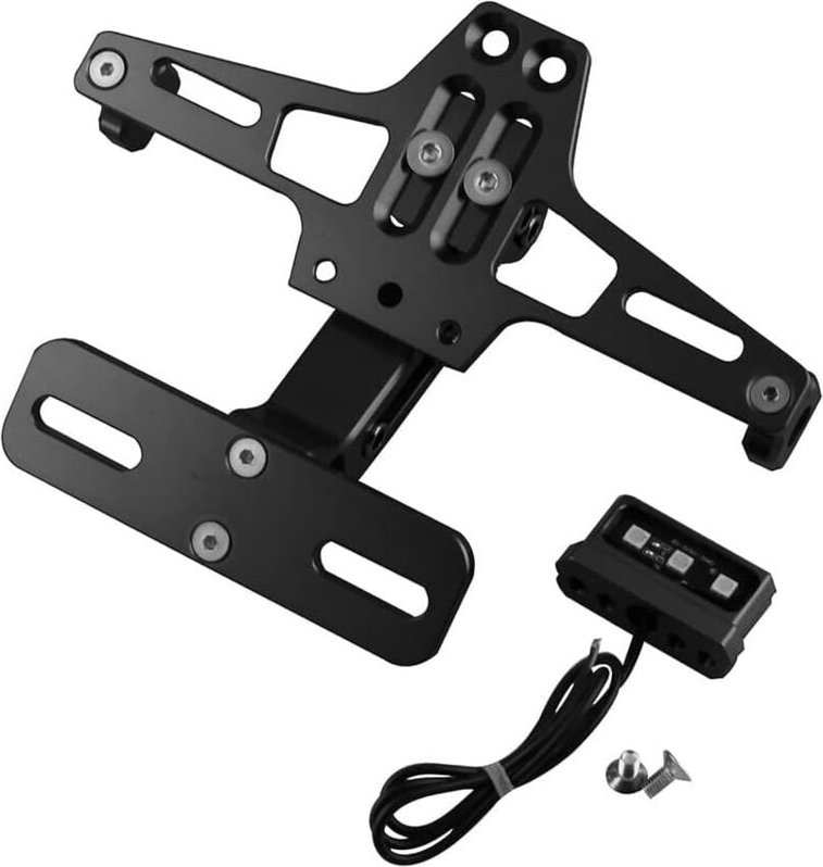 Shining House - Verstellbare Aluminium-Motorrad-Kennzeichenhalterhalterung mit LED-Licht für R25 R3 MT03 msx