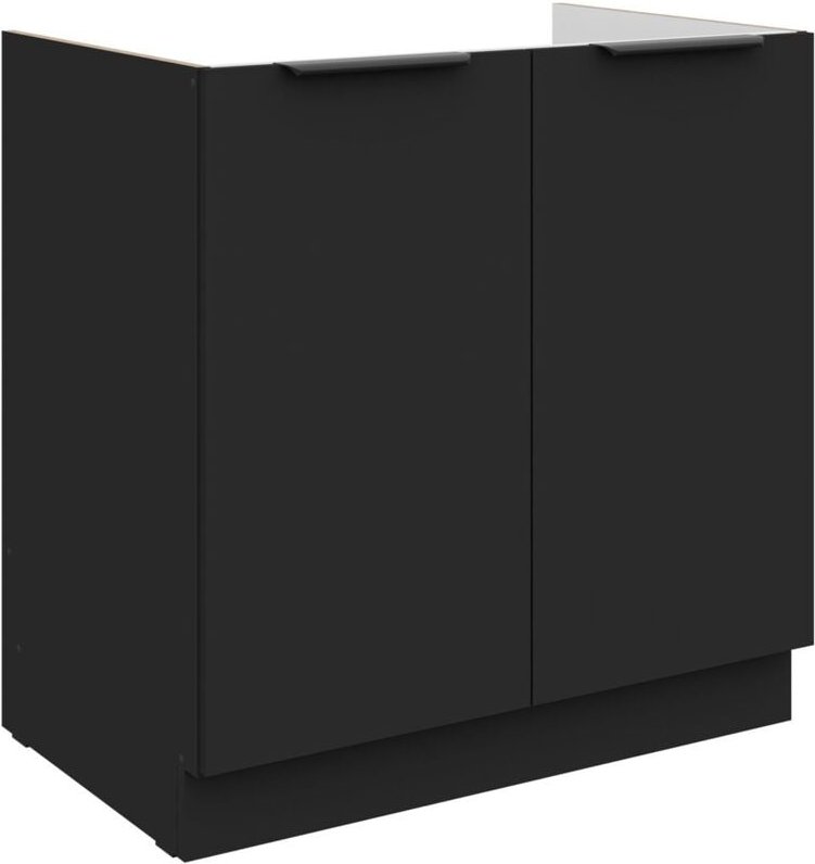 Küchen Spülenunterschrank 80 cm SIENA Schwarz Küche Küchenzeile Küchenblock