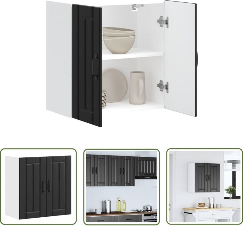 The Living Store - vidaXL Küchen-Hängeschrank Lucca Schwarz Holzwerkstoff