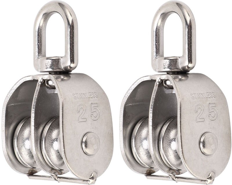 2 Stück Doppelrolle Edelstahl M25 Block 150 kg Lager Schwenkrad Roller - Eosnow