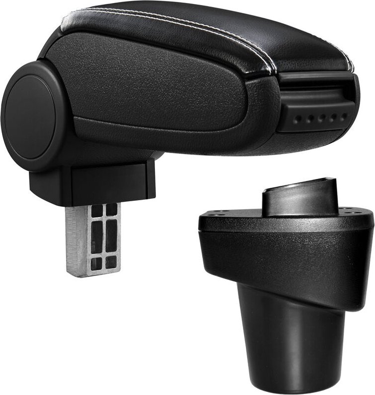 Pro.tec - Mittelarmlehne Citroen C1,2 Peugeot 108 mit Staufach Kunstleder Schwarz mit weißen Nähten