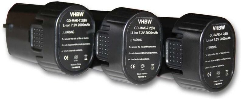 Thumbnail - 3x Akku kompatibel mit Makita CL072D, CL072DZ, CL072DS, CL070, CL070DS, CL070D, CL072, CL070DZ Werkzeug (2000 mAh, Li-Io...