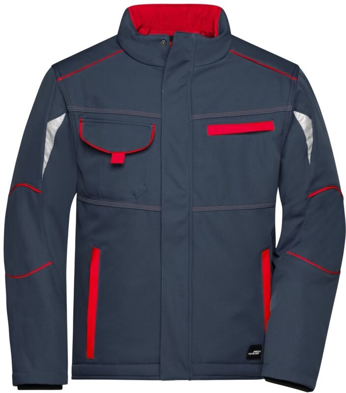 Thumbnail - James&nicholson - Softshelljacke mit warmem Innenfutter JN853 Gr. 2XL carbon/red