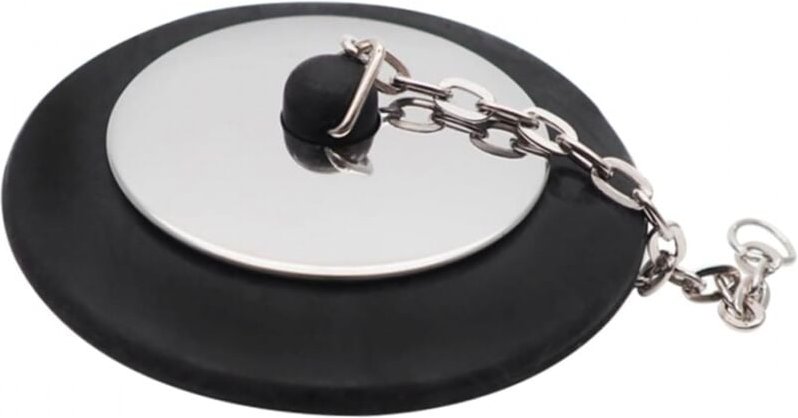 1 Stück Universal-Badewannenstopfen, Waschbeckenstöpsel aus Chrom und Gummi mit 10 cm Metallkette und Aufhängering