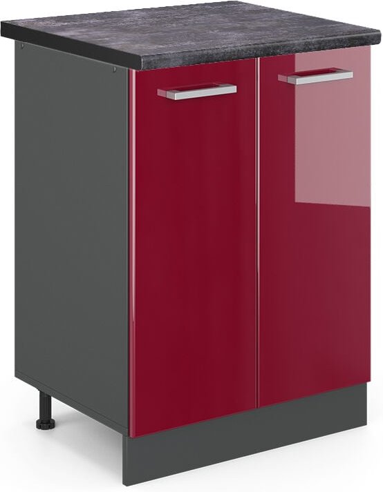 Vicco - Küchenunterschrank R-Line, Bordeaux Hochglanz, 60 cm , ap Anthrazit