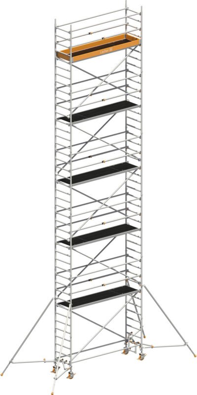 Layher Rollgerüst Uni Standard P2 mit Uni Telegeländer und ausziehbaren Gerüststützen 12,20m AH