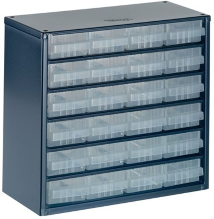 624-01 Kleinteilemagazin (b x h x t) 306 x 283 x 150 mm Anzahl Fächer: 24 Inhalt 1 St. - Raaco