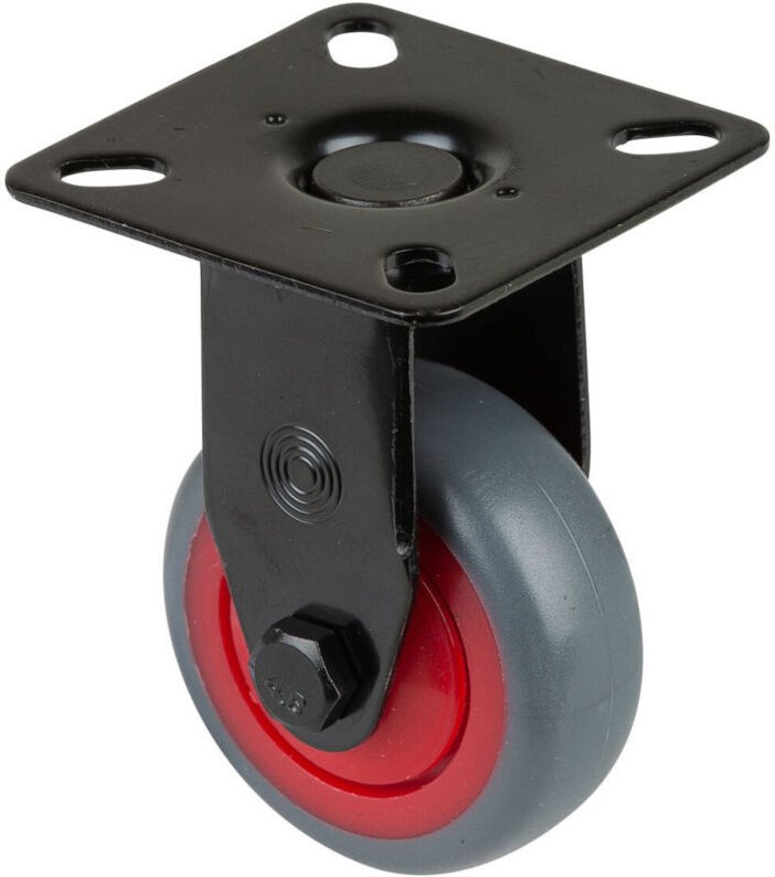 Bs-r Appar.-Bockrolle, Gehäuse schwarz, Rad ø 50mm, tpr grau