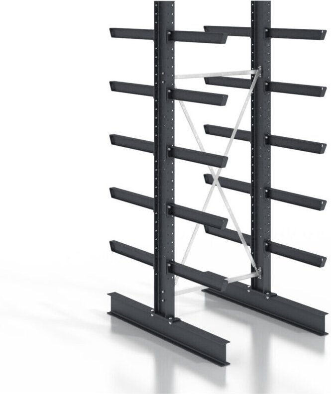 Kragarmregal schraubbar doppelseitig 1 Feld mit 5 Ebenen 1280x2530x400mm - Stier