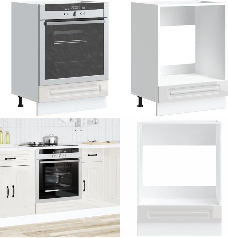 Herdumbauschrank Kalmar Hochglanz-Weiß Holzwerkstoff - Vidaxl