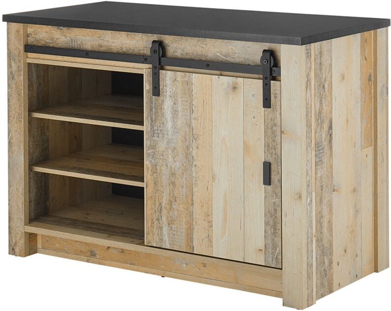 Lomadox - Küchen Spültisch SHELTON-61 in Old Style hell Nb. mit anthrazit, b/h/t ca. 133/93/64 cm