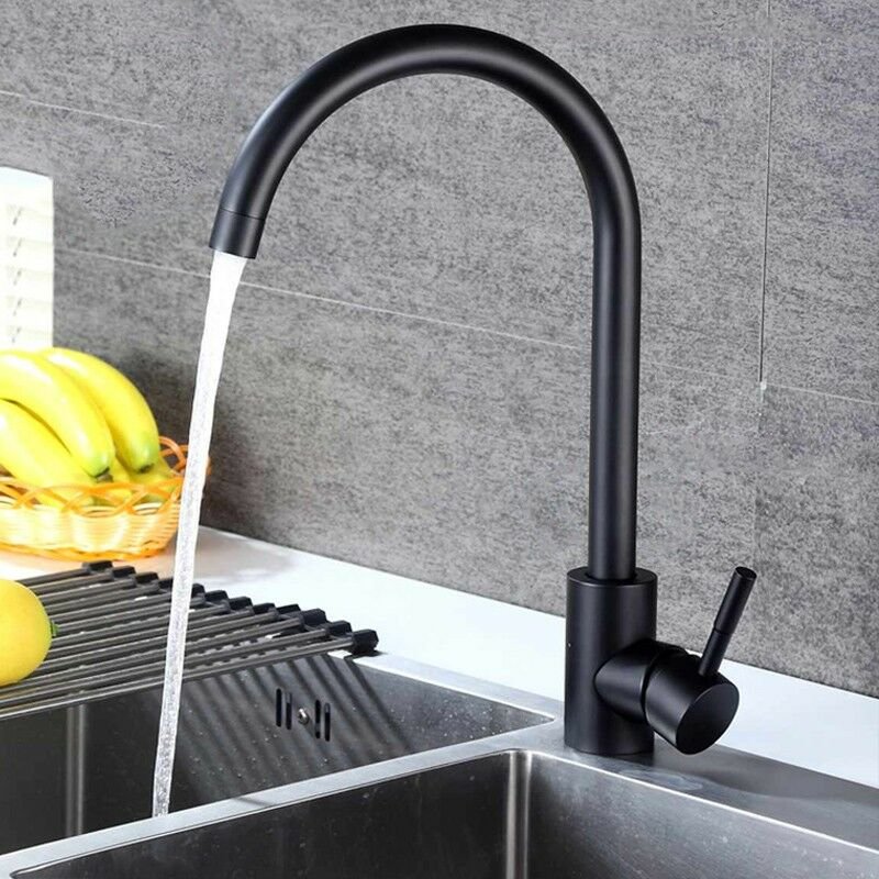 Moderner runder Küchenhahn mit 360 ° Drehung Schwarz