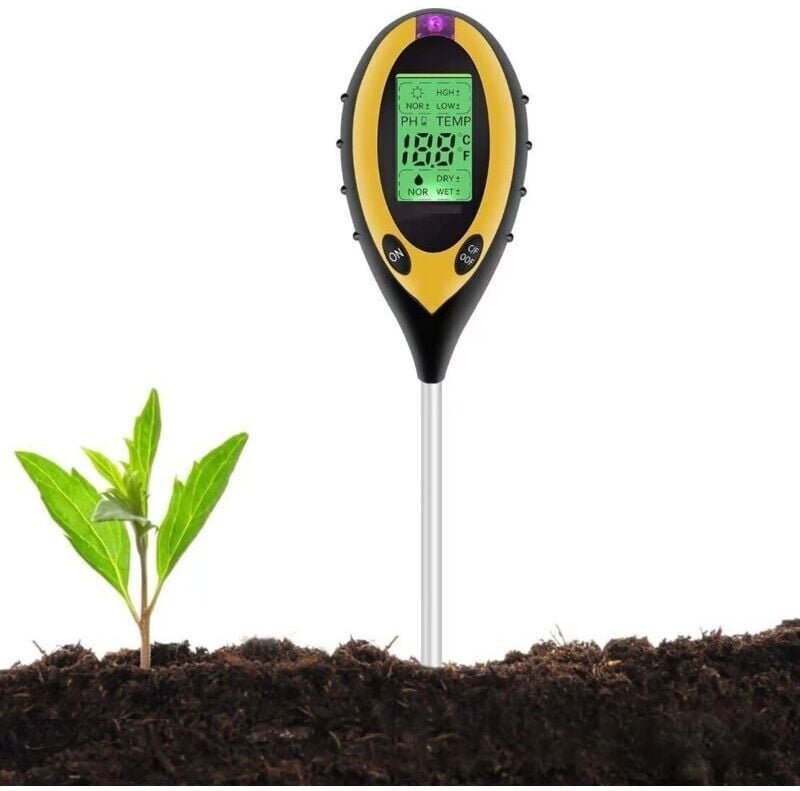Bodentester, 4-in-1-Bodentester, pH-Meter, Sonnenlicht, Temperatur, Hygrometer für Garten, Bauernhof, Rasen, drinnen und...