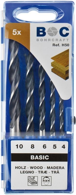 H50 Holzbohrer-Set // 4 - 5 - 6 - 8 - 10 / 5-tlg. Bohrcraft 31001430005