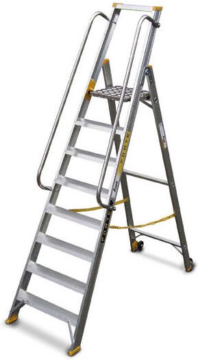 Matisère - Mobile Stehleiter 10 Stufen - Maximale Arbeitshöhe 4.11m - 9310-R