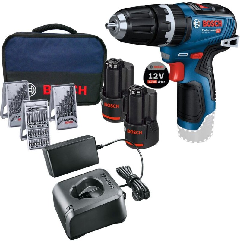 Akku-Schlagbohrmaschine gsb 12V-35 / 2x 3,0 Ah Akku + Ladegerät inkl. Zubehör-Set im Softbag - Bosch
