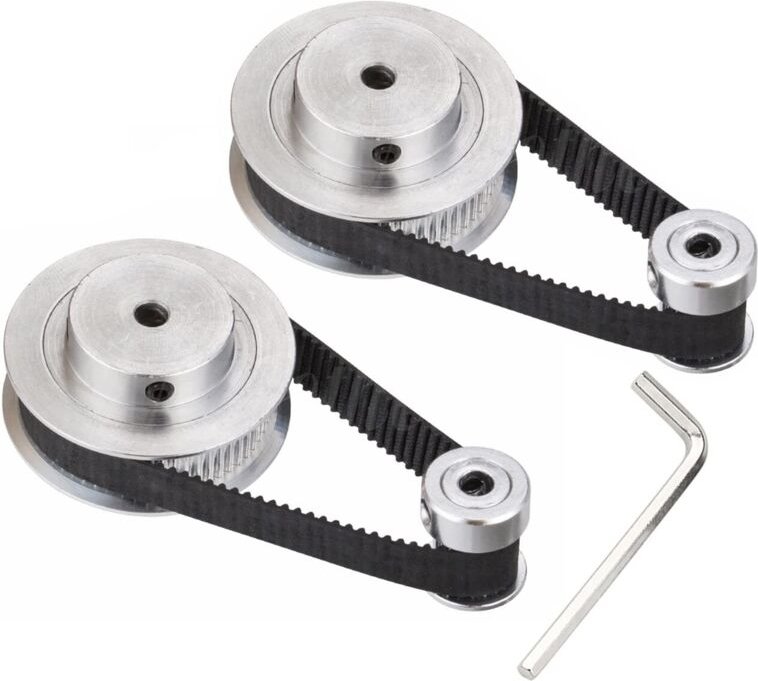 2 Stück 2GT-Aluminium-Riemenscheibe, 5 mm Bohrung, 60 Zähne, 2 Stück GT2 20T Synchronzahnriemen, 2 Stück 200 mm geschlos...