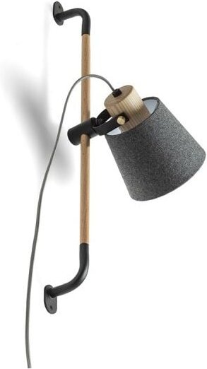 Rendl Light - Wandleuchte choupette Schiebewand schwarz grau Stoff/Holz 230V E27 15W