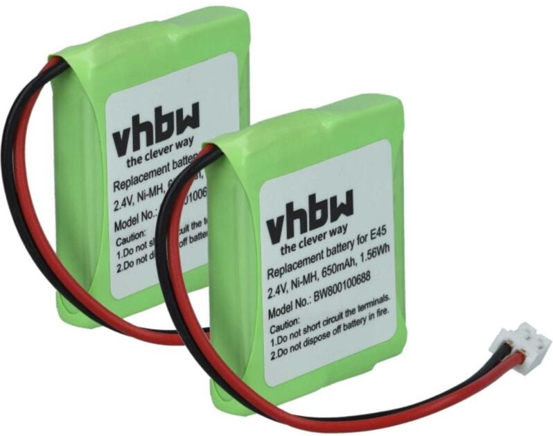 Thumbnail - Vhbw - 2x Akku kompatibel mit Siemens Gigaset E455, E455 Sim, E450 Sim, E40, E450, E45 schnurlos Festnetz Telefon (650 m...