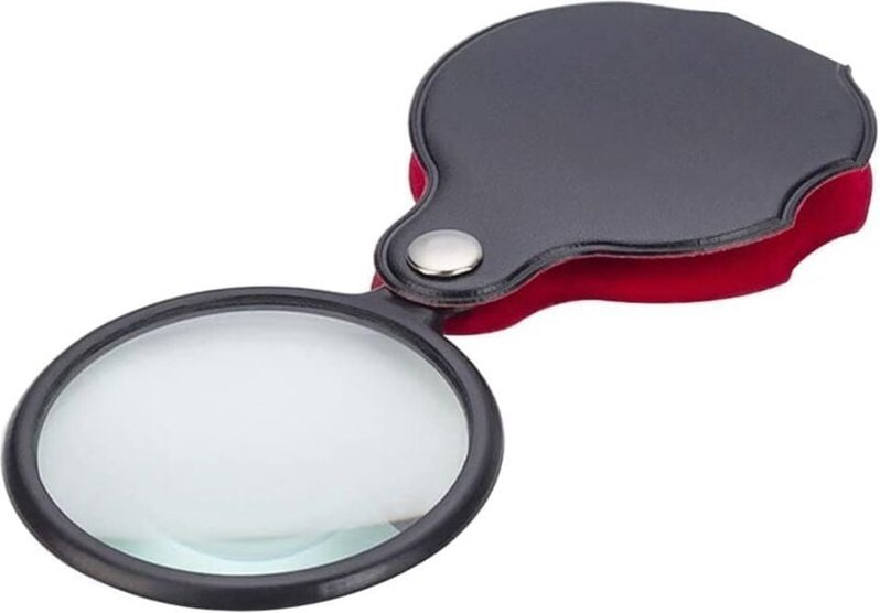 Sollbry - 1pc 8X Leder Tasche Lupe Schmuck Geschenk Tragbare Lesen Zeitung Lupe Mobilität Hilfe Täglichen Leben