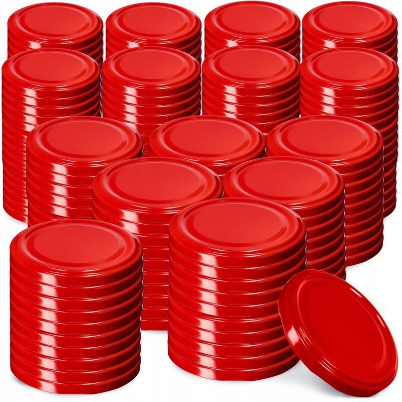 Kadax - Schraubdeckel fi82 mm, Twist-Off-Deckel aus Metall, 200 Stück, Rot