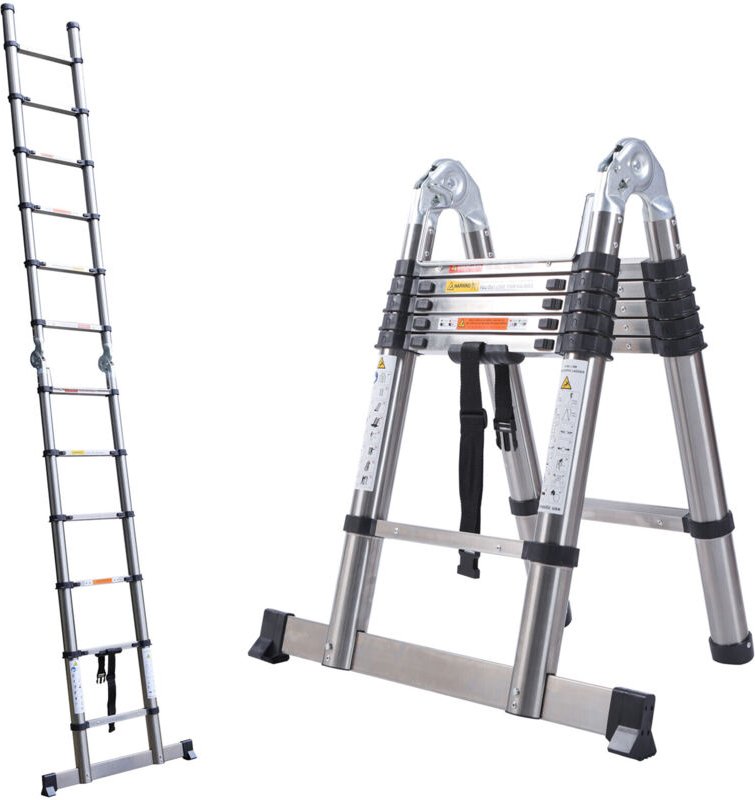 Thumbnail - 3.8M Teleskopleiter Ausziehbar Stehleiter Ladder Mehrzweckleiter Bis 150kg Max