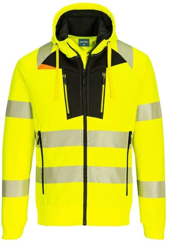 Hooded High-Visibility Zippered Vest DX4 Gelb/Schwarz 3XL