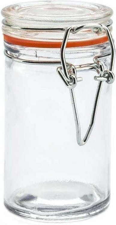 Thick glass jar with tight fitting patent lid for storage 8843569