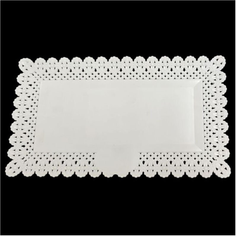 Trade Shop Traesio - Trade Shop - set 2PZ vassoio trinato bianco 36X17CM rettangolano piatto sotto dolci transport -