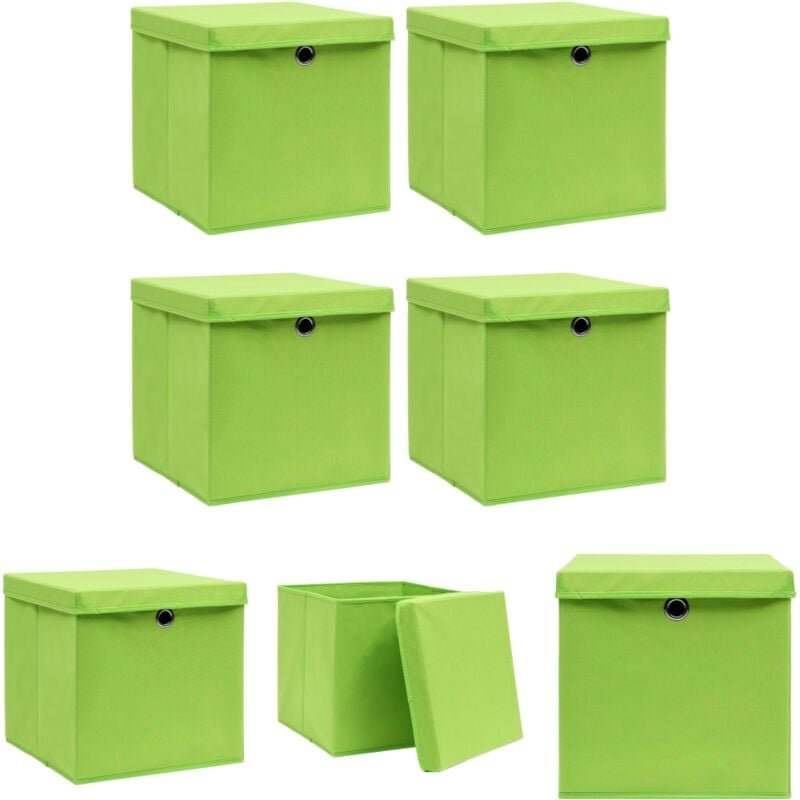 The Living Store - Aufbewahrungsboxen mit Deckeln 4 Stk. Grün 32x32x32 cm Stoff - Ordnungshelfer - Grün