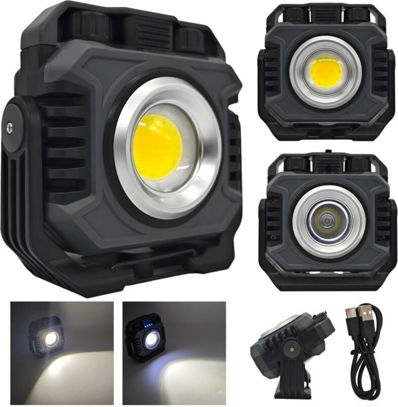 Arbeitsleuchte + LED-Taschenlampe mit stufenloser Lichtfarbeinstellung USB-C leistungsstarker Akku