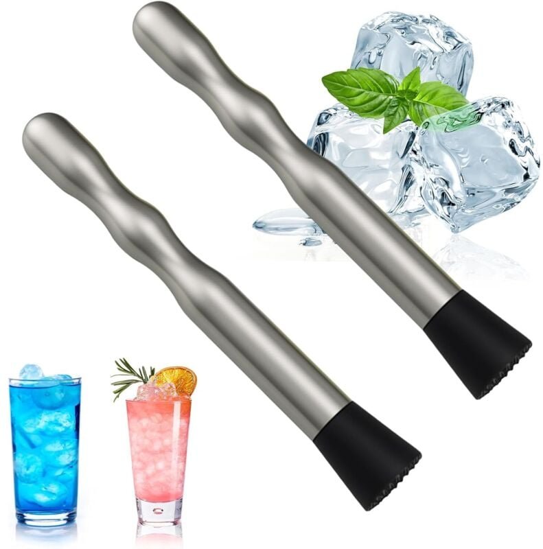 2 Stück Cocktail-Stößel aus Edelstahl, Bar-Cocktail-Stößel, für Gewürze, Früchte, Zitronen, Cocktail