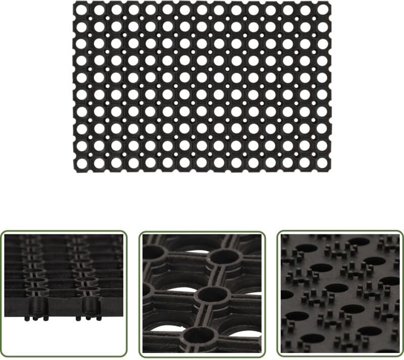 The Living Store Fußmatte Rechteckig 40x60 cm Gummi - Gummi Fußmatte - Eingangsmatte - Rutschfeste Matten - Hausmatte - ...