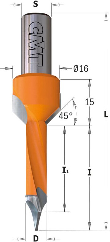 Thumbnail - 378.082.11 Durchgangsbohrer C/SVAS. D16 NEG. HW S=10x20 D=8x35x70 DX