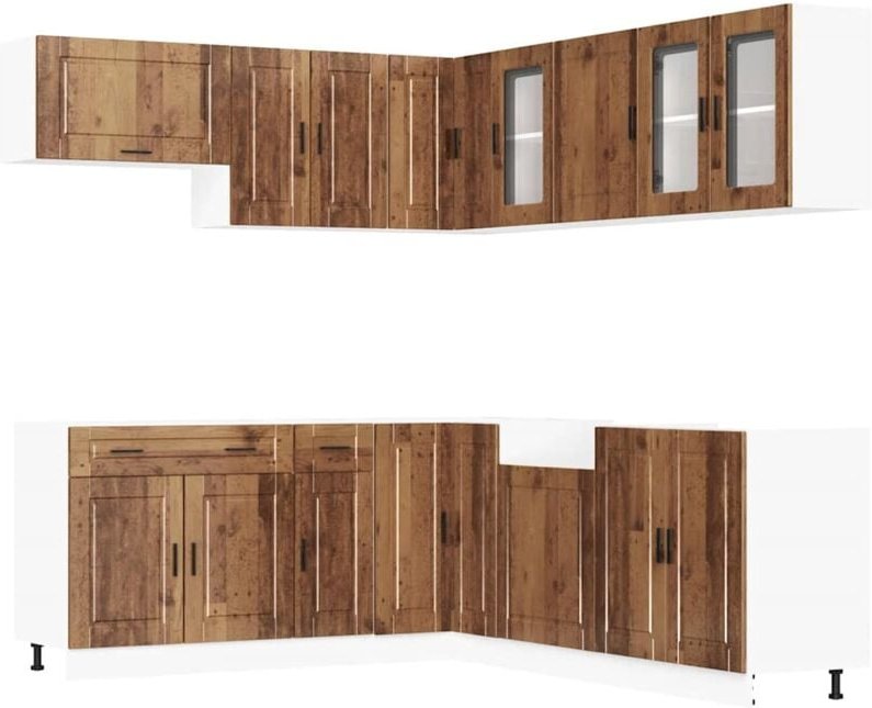 11-tlg. Küchenschrank-Set Porto Altholz-Optik Holzwerkstoff vidaXL