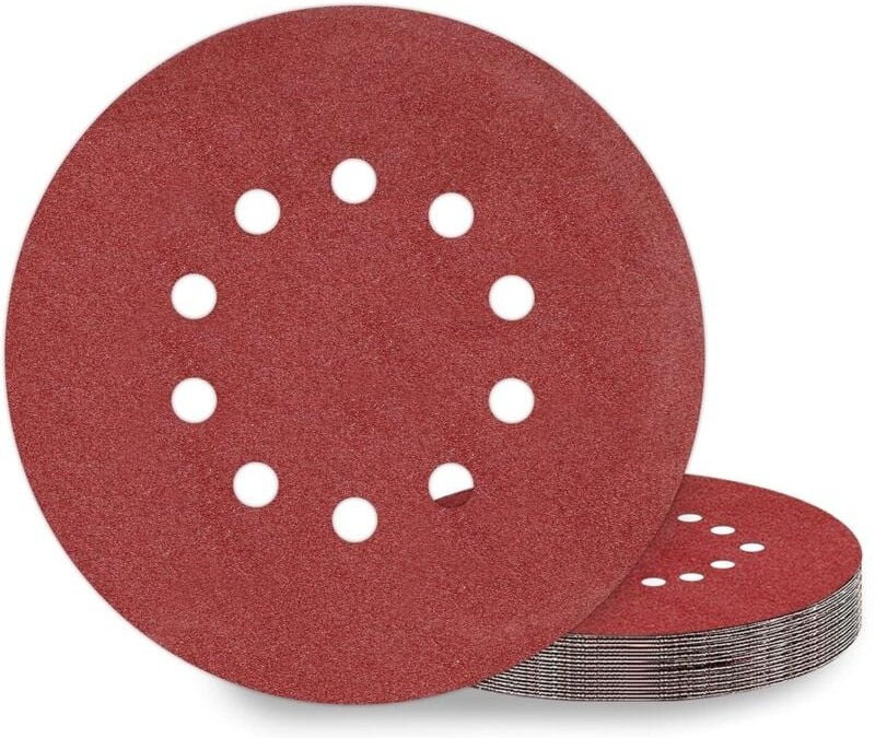 225 mm Schleifscheiben, 10 Stück, Körnung P120, 10 Löcher, 225 mm, runde Schleifscheiben, Schleifpapier für Schleifmasch...