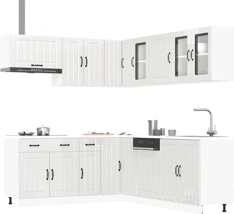 11-tlg. Küchenschrank-Set Lucca Hochglanz-Weiß Holzwerkstoff vidaXL